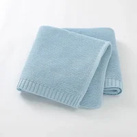 Cotton Knitted Blanket Personalized Embroidered Name Baby Boy Baby Girl Soft Blanket Baby Shower Breathable Stroller Blanket 2