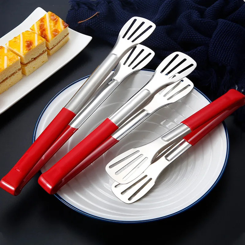 Food Tongs 9/12/14 Inches Stainless Steel Kitchen BBQ Steak Barbecue Clip Bread Clamp Cooking Utensils