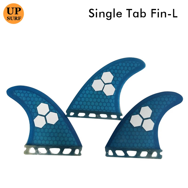 Surfboard Single Tabs Fin Size L Blue Surfboard Fins Honeycomb Fins 3 pcs per set SUP Surf Fin Water Sports