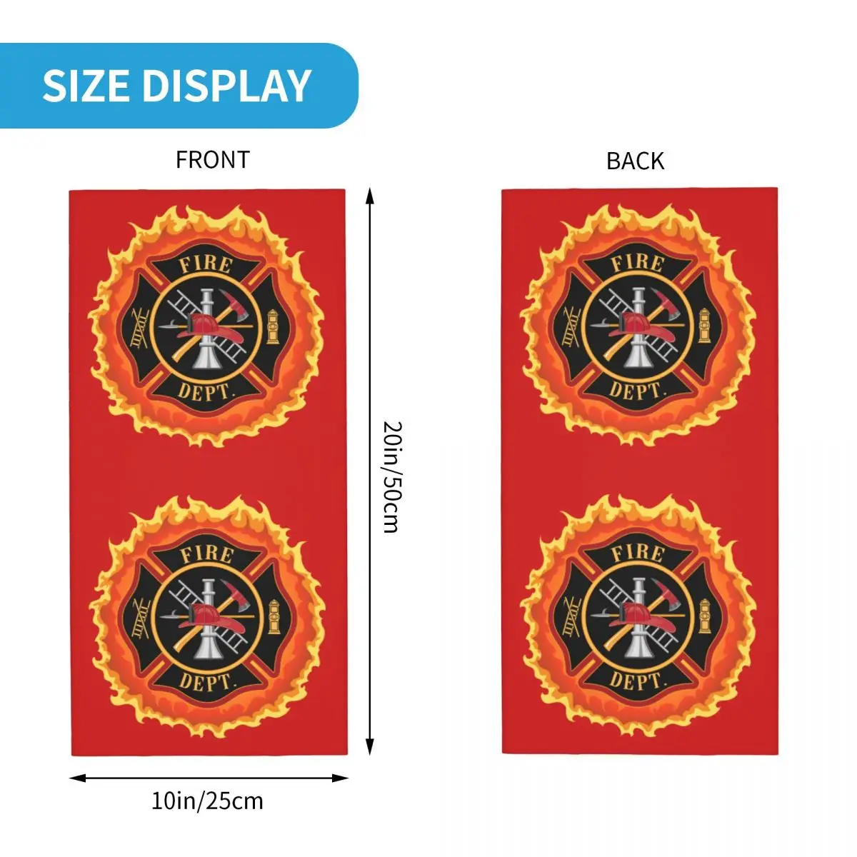 Firefighter Cross With Flames Bandana Neck Gaiter Windproof Face Scarf Cover Fire Rescue Fireman Headwear Tube Balaclava