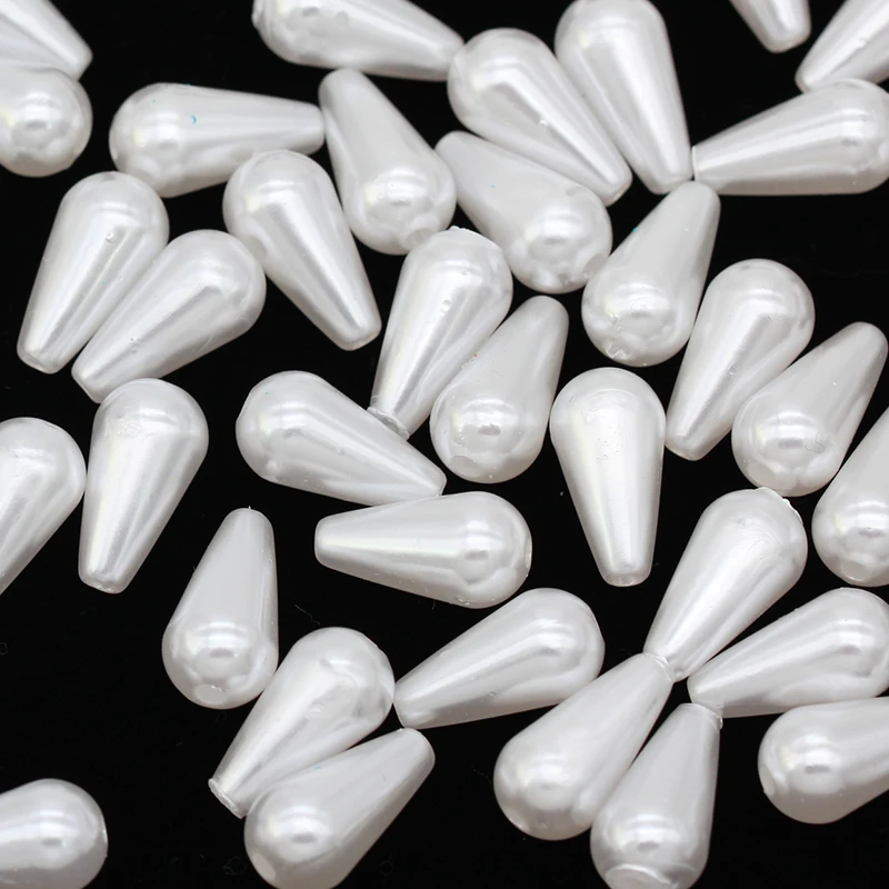 YIJU 400pcs ABS Imitation Pearl Beads - Teardrop Shape, 6x14mm, White For DIY Jewelry Making - View #6