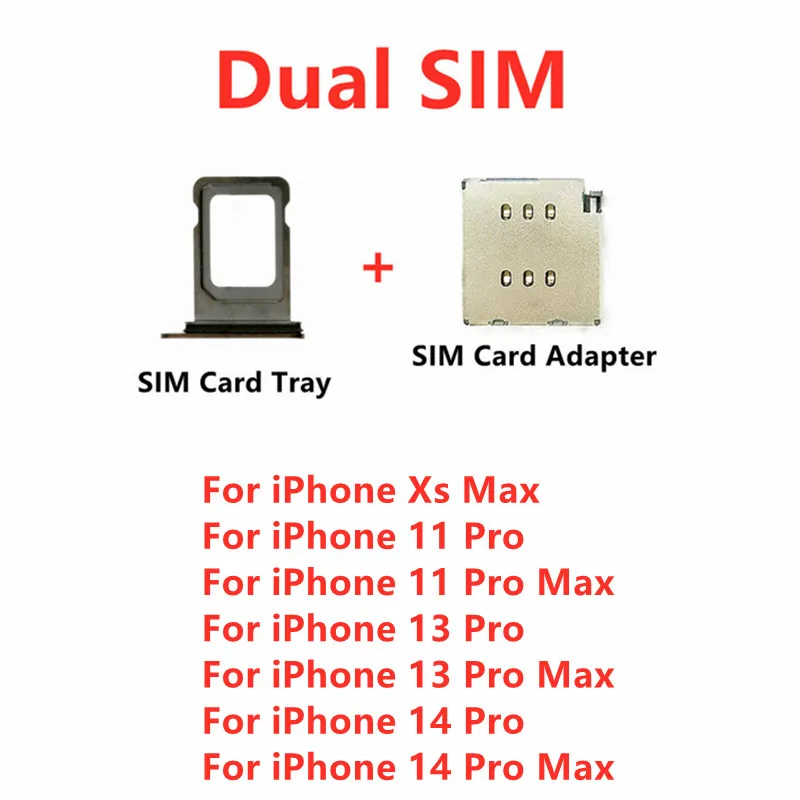 Dual Sim Card Reader Flex Cable + Sim Card Vassoio Supporto Slot Adapter Per Iphone 14 13 11 Pro Xs Max