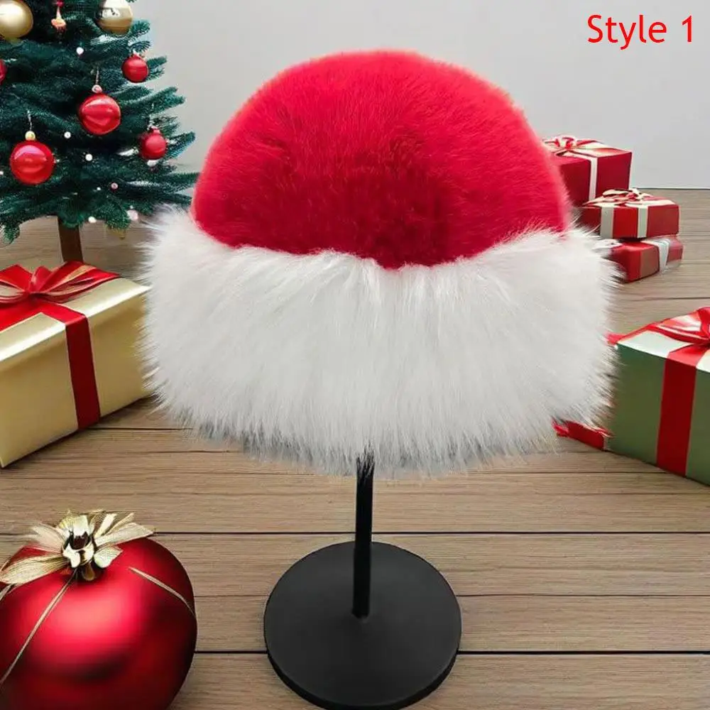 Winter Warm Christmas Hat Thicken Plus Velvet Snow Ski Cap Fluffy Windproof Beanie Hat Christmas Photo Props Accessories Gifts