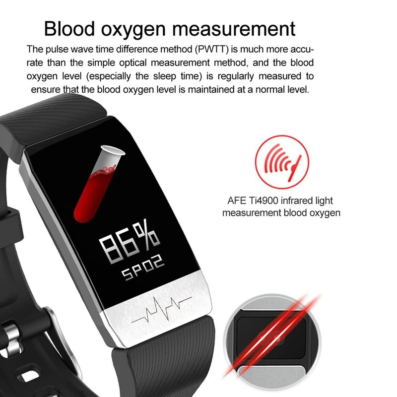 T1S Smart Bracelet Real-Time Body Temperature Monitoring With Smart Bracelet ECG+PPG Body Temperature Smart Band Sport