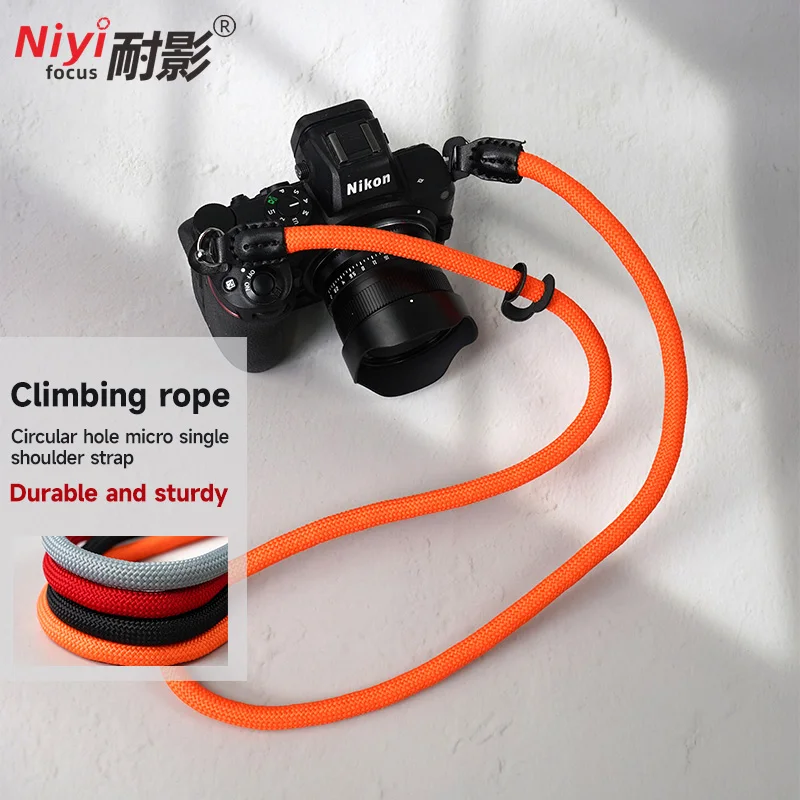 미니멀리스트 나일론 카메라 스트랩, 원형 러그가 있는 미러리스 카메라용 범용 스트랩, 112cm 조절 가능한 로프 스트랩