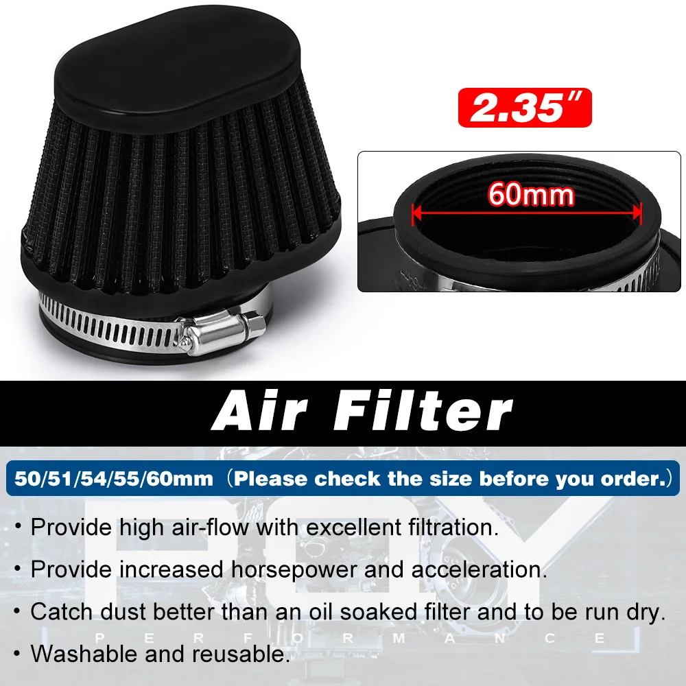 LIZHI- Motorcycle Air Filter 60mm 55mm 54mm 51mm 50mm Universal for Motor Car mini bike Cold Air Intake High Flow Cone Filter air filter motorcycle air filter air filter cleaner motocross air filter