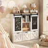 Toy Storage Organizer with Sliding Blackboard,Kids Bookshelf with3 Movable Drawers,Multifunctional Storage Cabinet Toy Chest 1