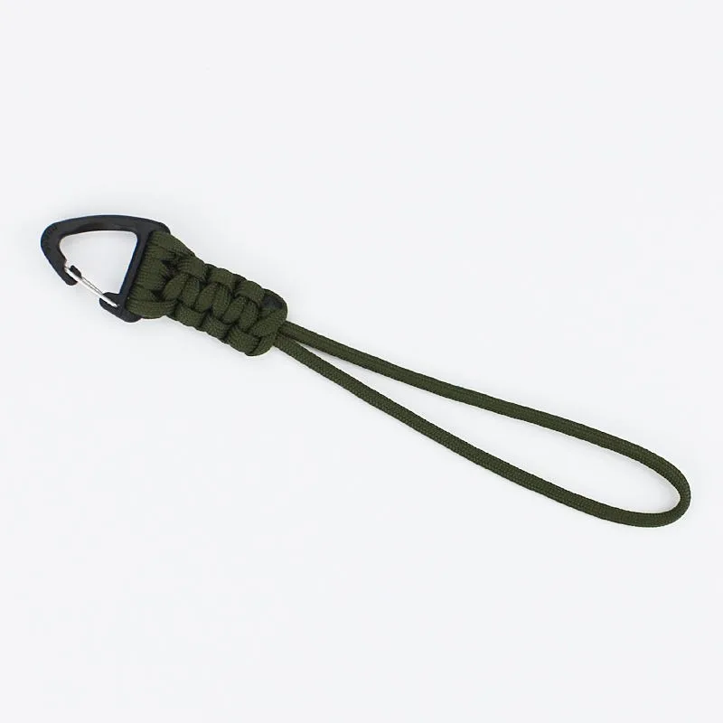 Umbrella rope keychain outdoor braided nylon lanyard metal triangle buckle high strength mountaineering buckle anti-lost hook