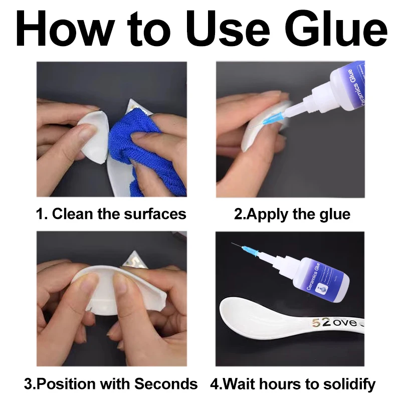 Ceramics Pottery Tiles Extra Strong Instant Adhesive Professional Super Glue Seconds Cyanoacrylate 502 DIY Craft Plastic Leather 6