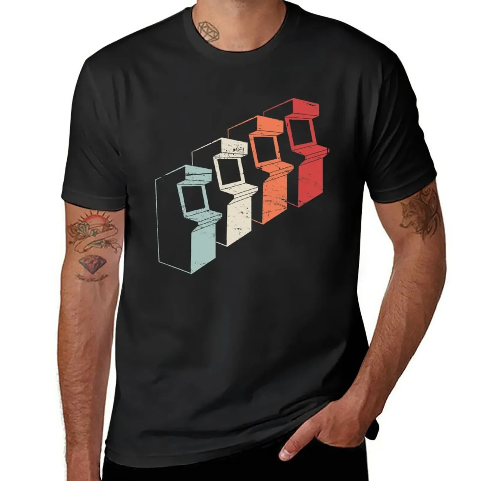 T-Shirt Vintage Anni '80 Arcade Machines T-Shirt Vintage Abbigliamento Camicetta Magliette Pesanti Per Uomo