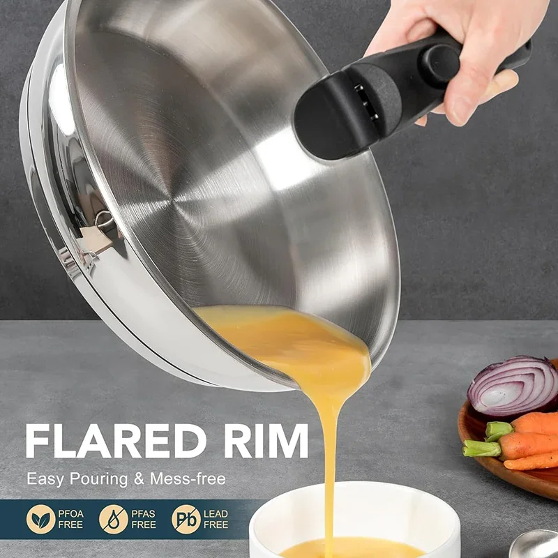 Stainless Steel Induction Frying Pan Set with Removable Handle