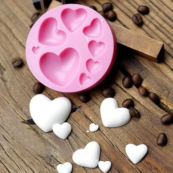 Loving Heart Shape Silicone Fondant Mold - Pink Detail 1