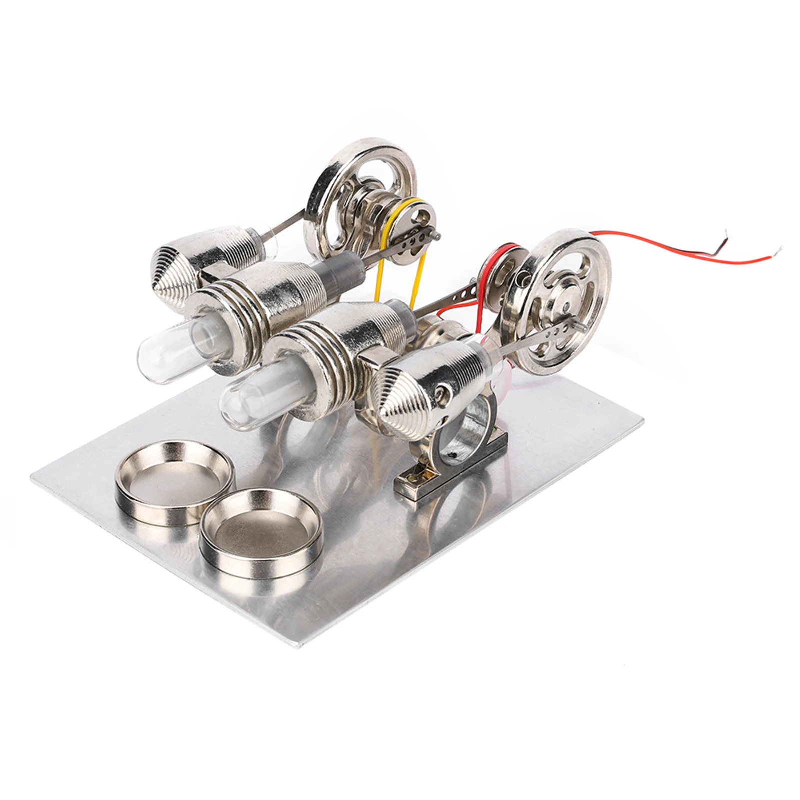 【New】4 Cylinder Stirling Engine Miniature Hot Air Power Generator Physics  Teaching Model Mini Stirling Engine
