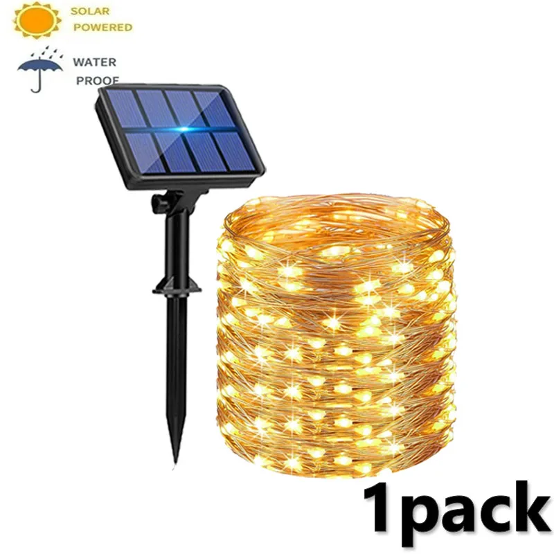 4-Pack Solar-Powered Outdoor Waterproof Fairy String Lights – 8 Lighting Modes for Tree, Garden, and Patio Decor