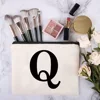 Black Initial Letter Custom Name Cosmetic Bag Women Neceser Makeup Bag Zipper Pouch Travel Toiletry Organizer for Wedding Party 5