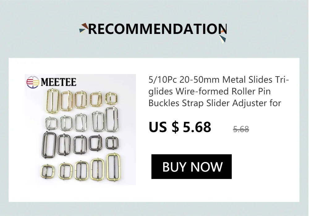 Meetee 10Pcs 13-50mm Metal Buckles Tri-glide Slider Adjust Roller Clasp for Bag Strap Webbing Pin Belt Buckle Hardware Accessory