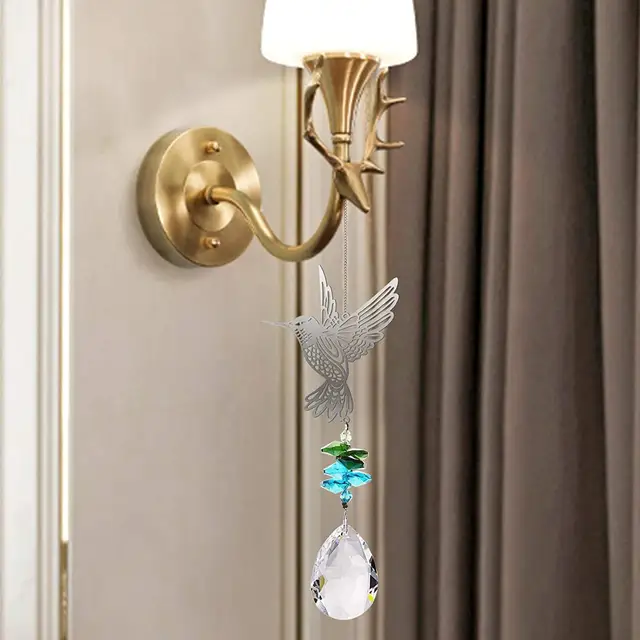 Crystal Nap Glass Prisms Solar Chandelier Kolibri Függöny Fogó Szél Lógó Bagoly Dekoráció Szivárvány Medál Chimes Chaser M1W3 - Image 3