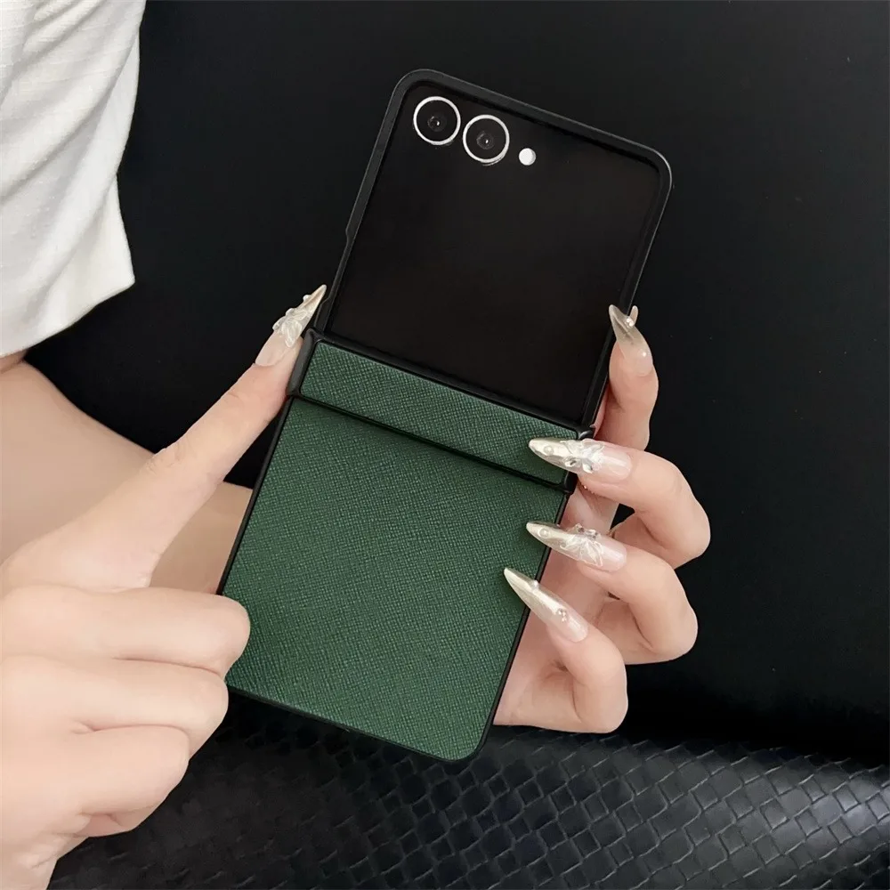 Luxury Lichee Pattern Leather Foldable Phone Case with Hinge Protection