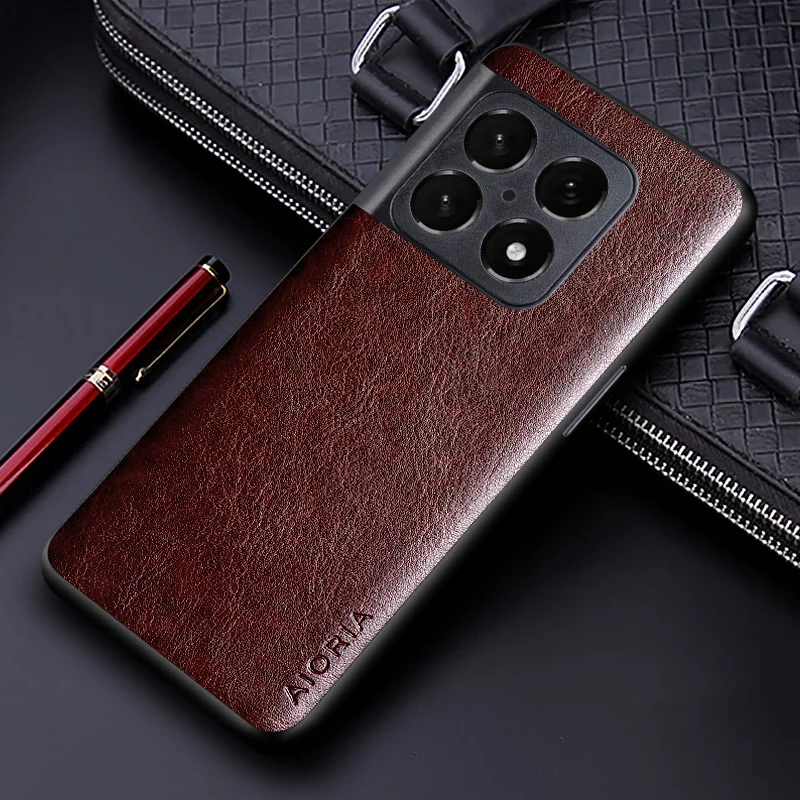 Premium PU Leather Business Phone Case - Solid Color Design