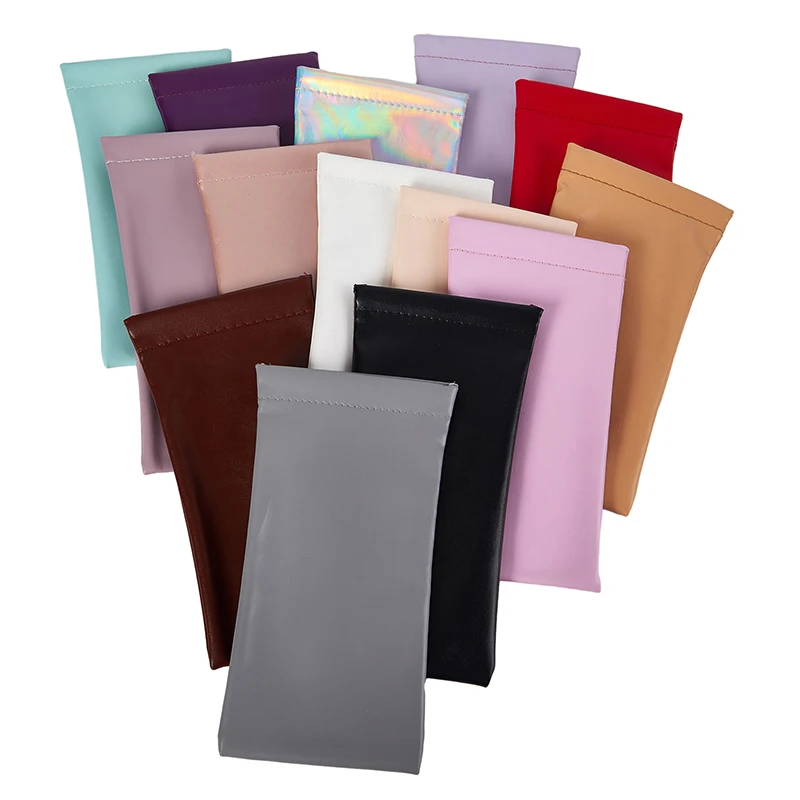

1 Pc Glasses Pouch Portable Women's Glasses Organizer Soft Leather Pouch Sunglasses Storage Bag Protective Case