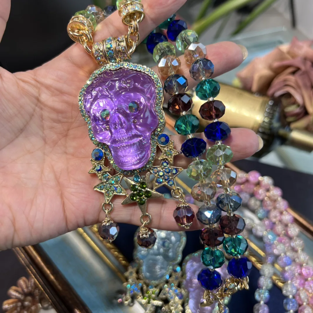 

Vintage Fashion With Personality Trend Cute Quirky Wind Skull Small Fringe Necklace For Women Collares Para Mujer Collar