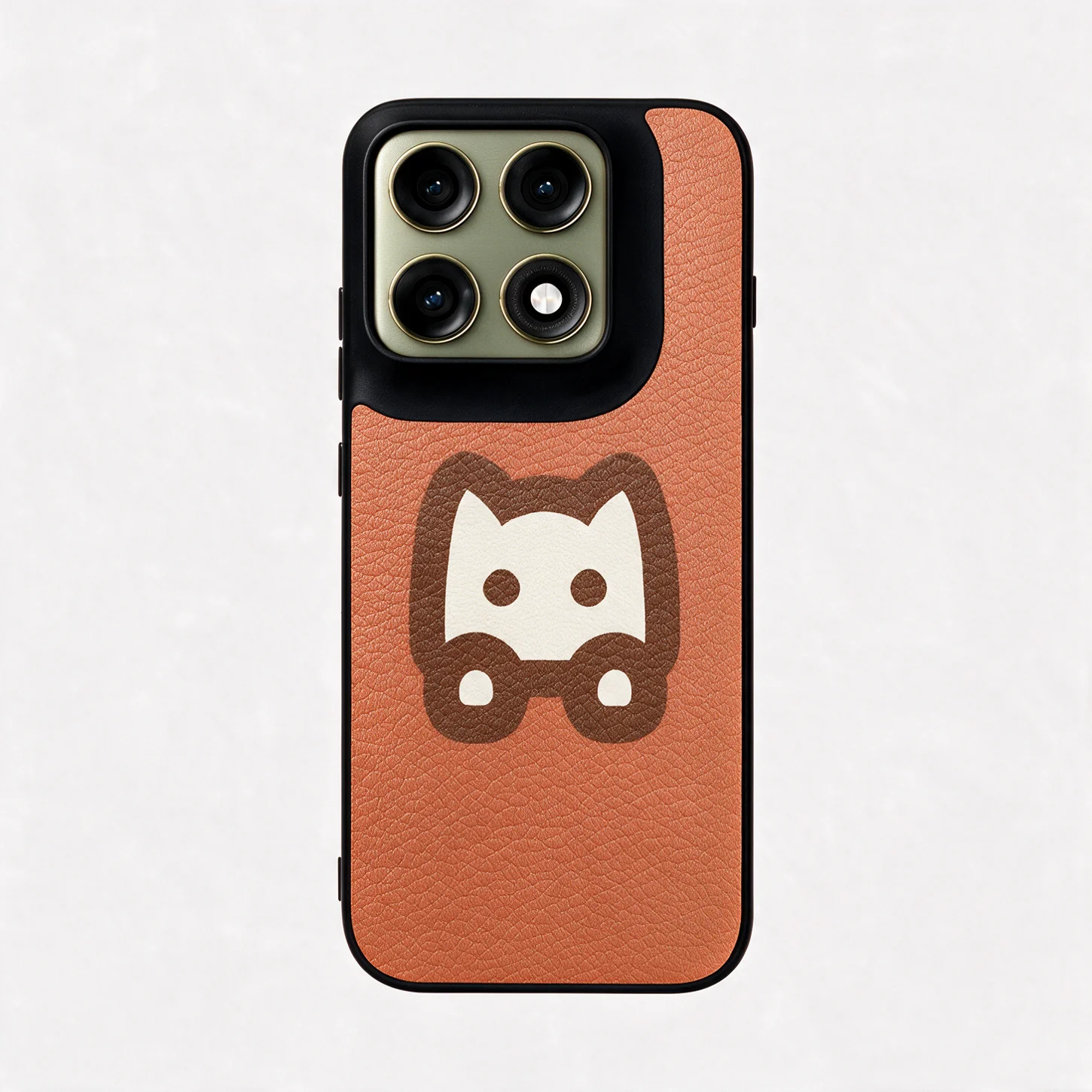 Genuine Leather Luxury Women's Phone Case with Cat Pattern Design - Shockproof Cover
