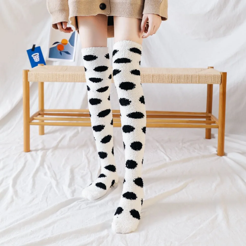 

Kawaii Thick Plush Overknee Socks Floor Home Indoor Socks Women Warm Winter Autumn Fluffy Fuzzy Tube Sleeping Socks