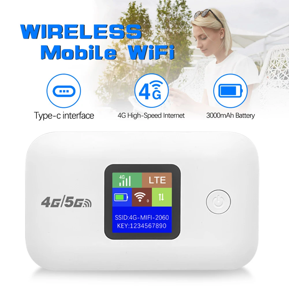 4G/5G Mobile WIFI Router 150Mbps 4G LTE Wireless Router 3000mA Portable Pocket MiFi Modem with Sim Card Slot Mobile WiFi Hotspot - 4