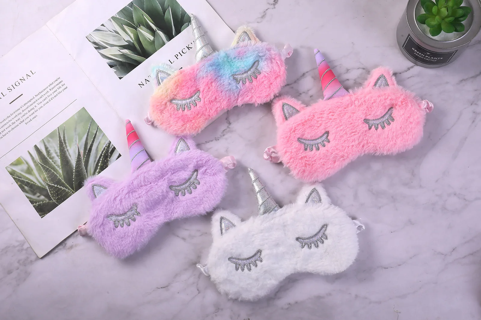 1pcs Sleep Eye Mask Kids Unicorn Plush Eye Cover Sleeping Mask Cartoon 3D Silk Travel Eye Band Shade Rest Eyepatch Eye Blindfold unicorn telescopic transparent keychain card cover badge holder solid color ic bus pvc office school supplies korean stationery