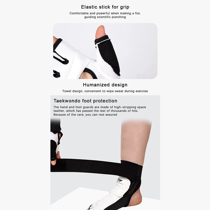 Taekwondo Leather Gloves Sparring Karate Protector Guard Gear Half Finger Boxing Gloves Martial Arts Boxing Adult Kid Martial Arts Protector Set Taekwondo Foot Gloves