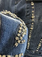 Plus Size Business Casual Blue Pocket Elegant Drilling Denim Jeans - Image 5