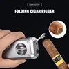 Four Blue Flame Rocker Cigar Lighter V-Cigar Cutter Cigar Rig Anti-Hot Fork Visual Gas Window Multi-Function Ignition 3