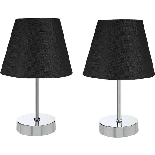 

Bysay Sun Metal Pedestal 2'li Lampshade Table Lamp Chrome Black