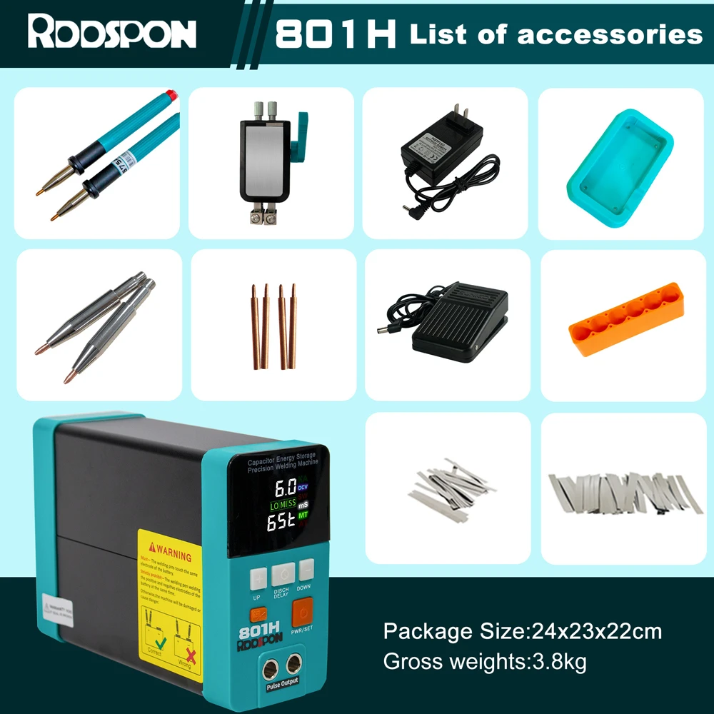RDDSPON 801H Spot Welding Machine 3500A Energy Storage Capacitor Aluminum To Nickel Battery Welding Machine 21KW 18650 110v-220v 6