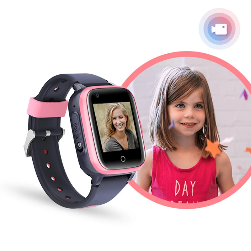 어린이 스마트 워치 전화 시계 비디오 채팅 카메라 SOS GPS LBS 4G Sim 카드 Smartwatch