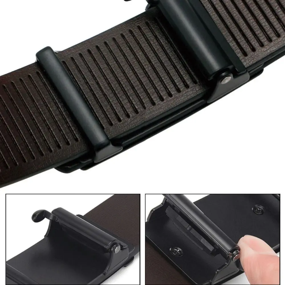 Casual Geometric Genuine Leather Belt Luxury Design Man Automatic Buckle Waist Belt Trendy Brand Business Waistband