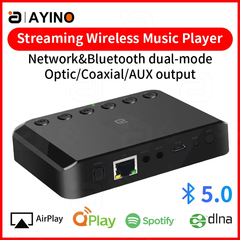 AirPlay 2 Receiver Wireless Music Streamer WiFi Multiroom Audio Receiver  OPTICAL and 3.5 mm ports Stereo Adapter for Speakers - AliExpress