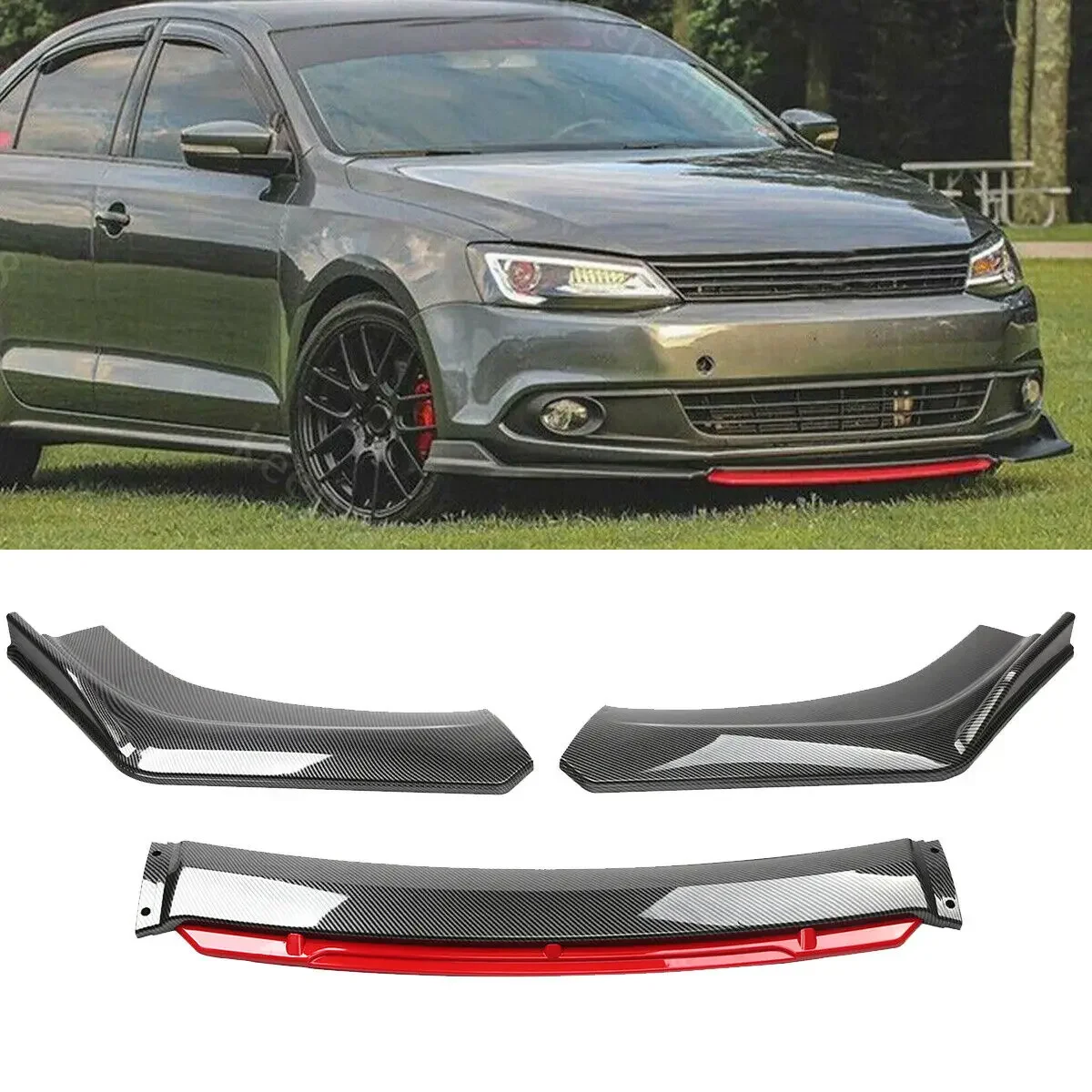 

4pcs Car Front Bumper Lip Kit Spoiler Splitter Diffuser Canard Car Replacement Parts For For VW Jetta S Sedan