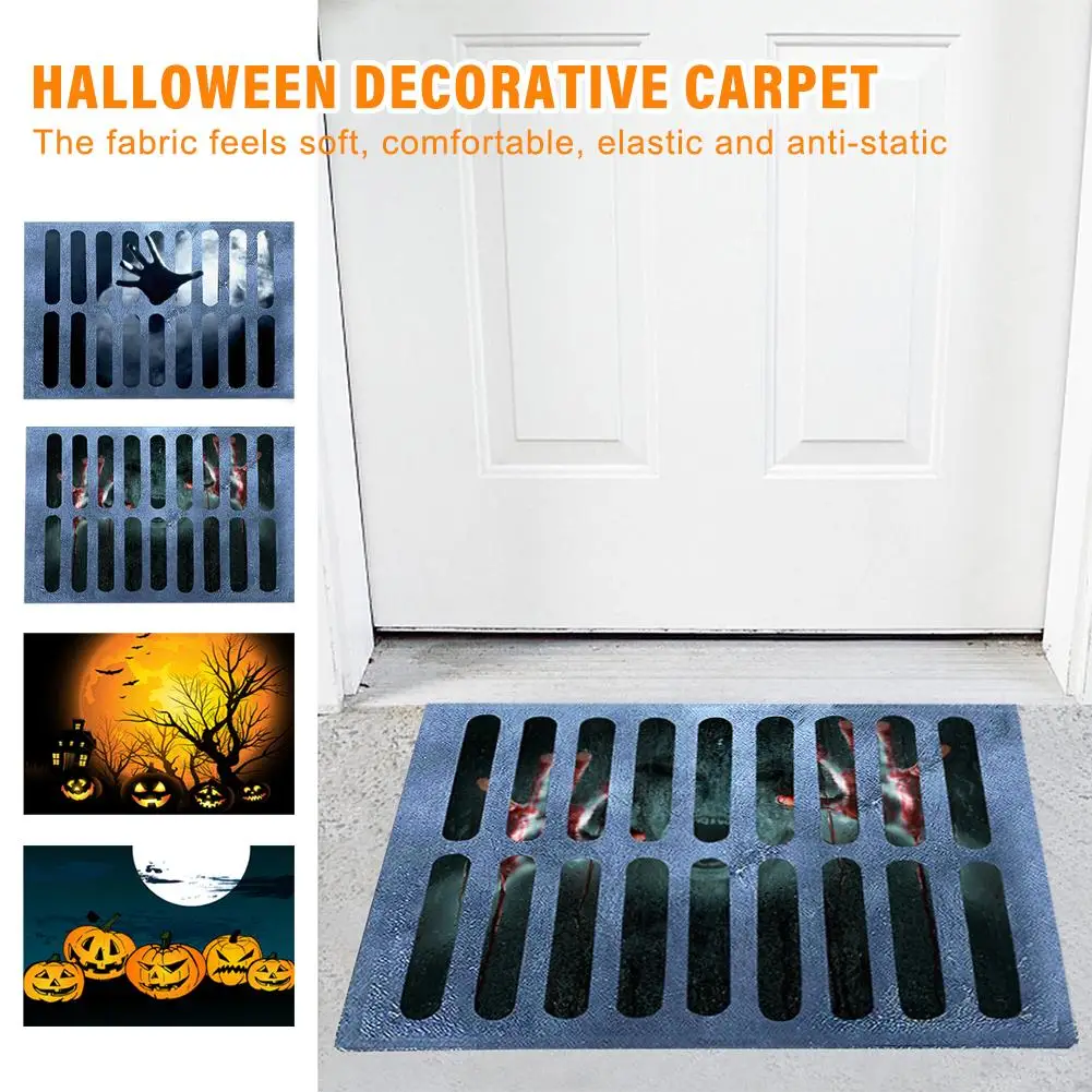 

Halloween Phantom Doormat Horror Carpet Decoration And Outdoor Mat Non-Slip Bathroom Bedroom Floor 40*60cm Indoor Carpet M1D5