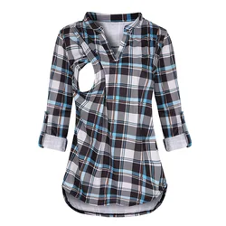 New European and American maternity wear, pregnant shirt, striped breastfeeding 7/4 sleeve top, breastfeeding suit, women's mat