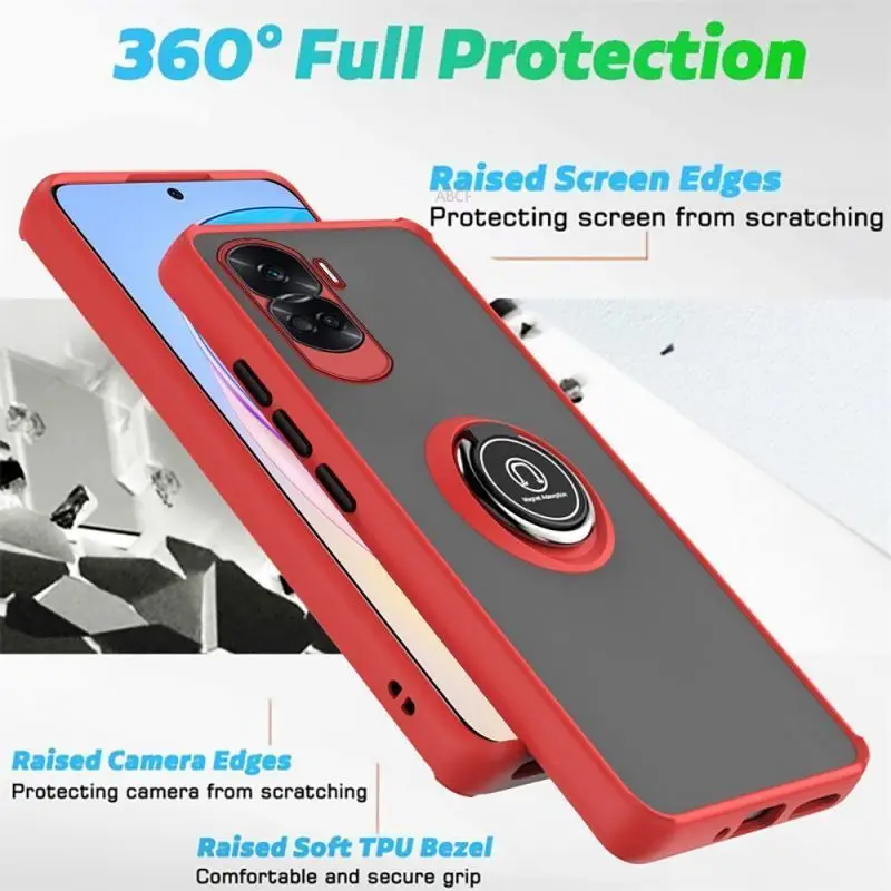 Magnetic Ring Holder Shockproof Matte Clear Phone Case