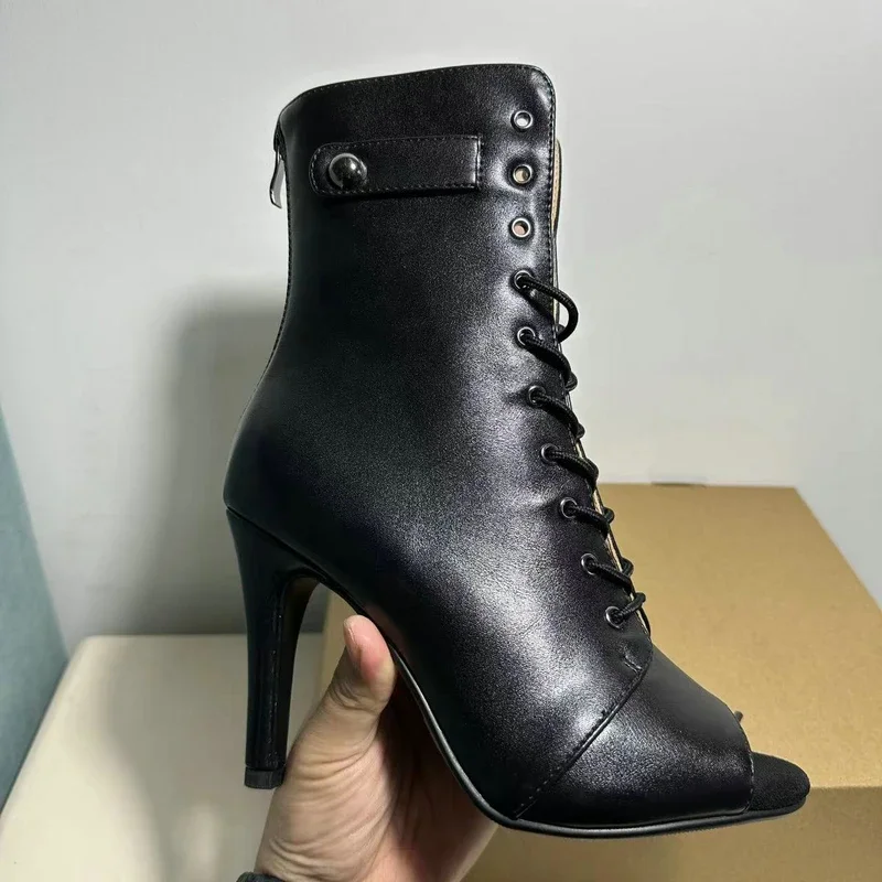 New Fashion Party Boots Sexy High Heels women high heels Stilettos Women's Ballroom Latin Dance Heels Shoes Black Peep Toe Shoes Size 46