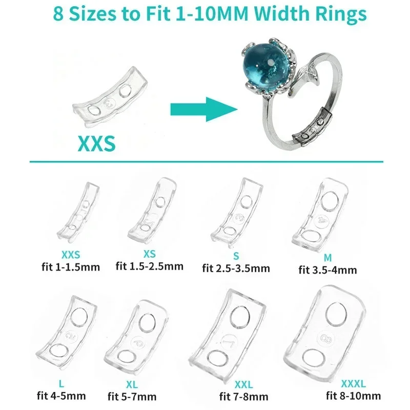 10 Cm 4 Maten Spiraalvormige Tightener Ring Maat Transparant Siliconen Aan Te Passen Voor Losse Ring Sieraden Guard Ring Maat Aanpassing