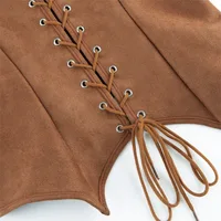 Corset en daim Vintage pour femmes médiévales, haut de Pirate victorien, gilet de dame, Costume de Cosplay Renaissance d'halloween 6