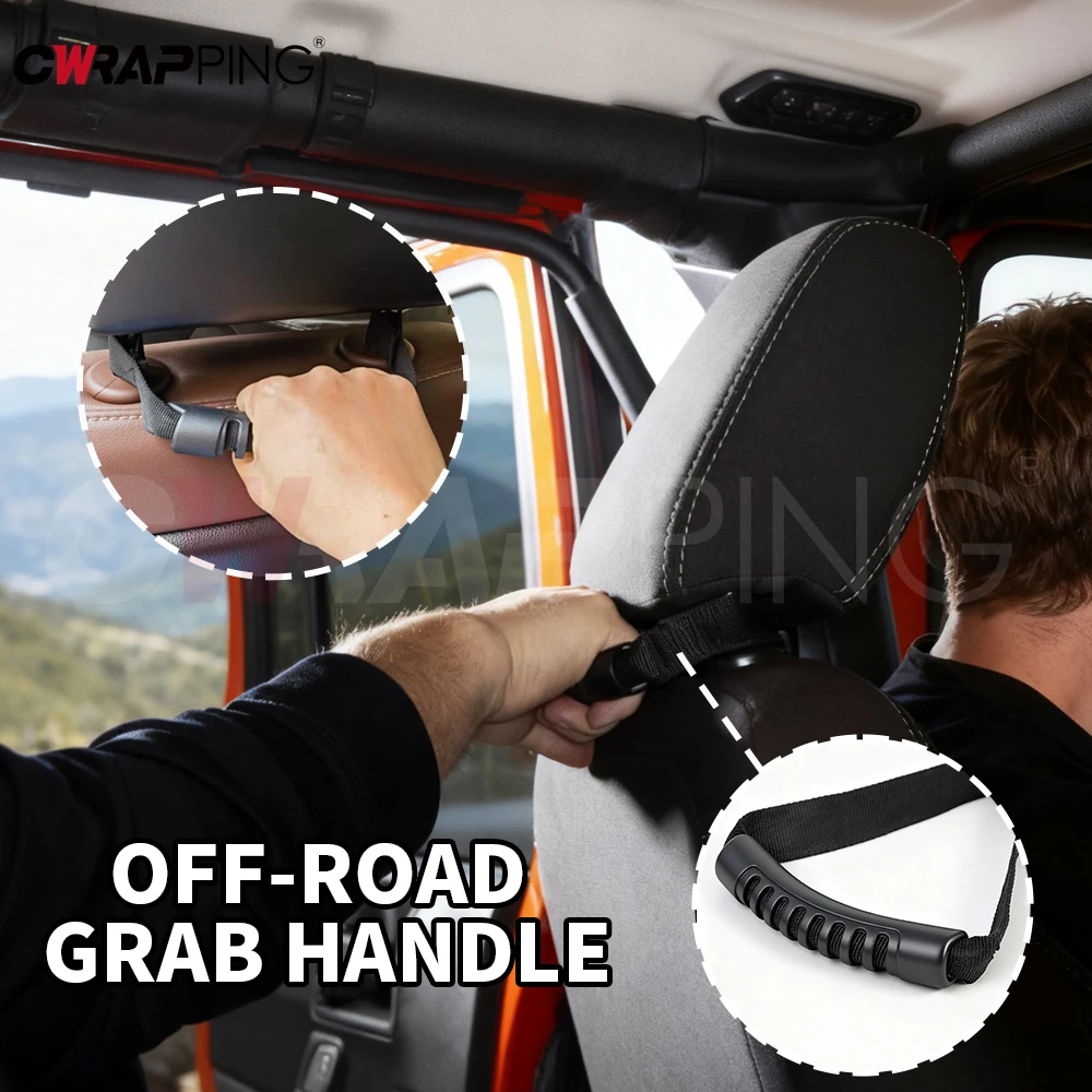 2개입 휴대용 자동차 내부 헤드레스트 핸들 미끄럼 방지 범용 자동차 핸들 뒷좌석 핸들 RV 자동차 액세서리용