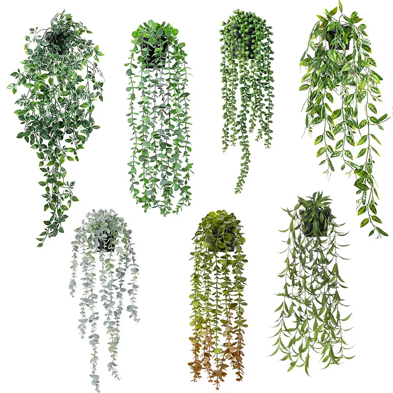 

1 Pack Hanging Plants with Pots, Eucalyptus Artificial Plants Green Vines for Home Decor Living Room Wall Shower Enclosure