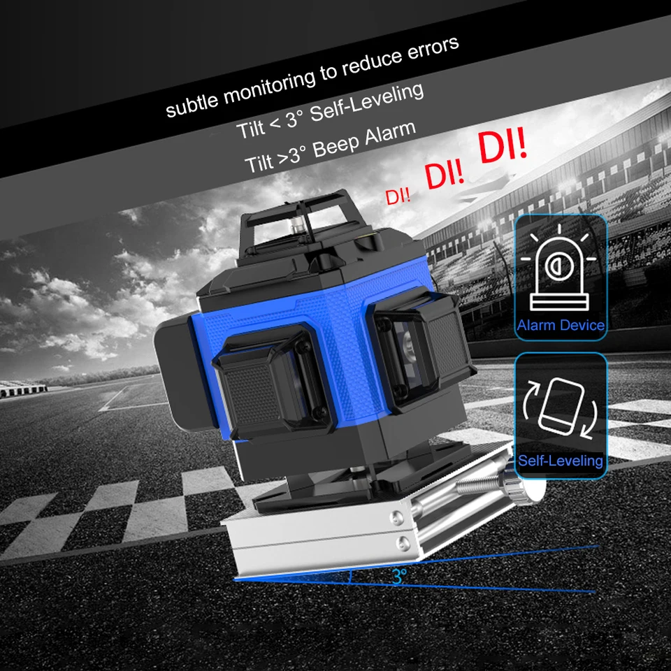 New 4D Laser Level 16 Lines Blue Beam Horizontal And Vertical