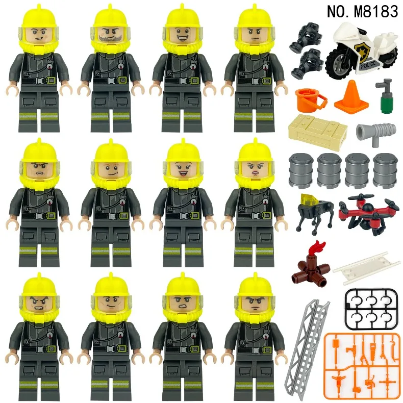 DIY-Bausteine, Figuren, Feuerwehr-Bausteine, Puppen, Spielzeug, Kinderspielzeug, Geburtstagsgeschenke, Zeichentrickfiguren – Detail 6