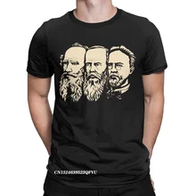 T Shirt pour homme, haut en coton, humoristique et de grande taille, Tolstoy russe Dostoevsky Chekhov