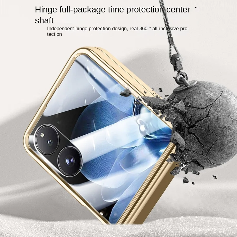 Electroplated Spring Hinged Leather Tempered Glass Protective Case - All-Inclusive Cover